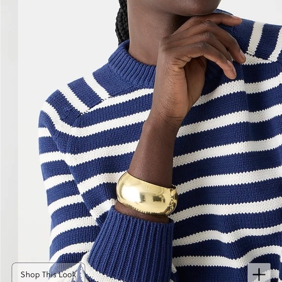 J crew Relaxed pullover sweater in stripe navy ivory - Picture 2 of 5